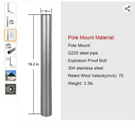 XRDS-RF 16inch Pole Mount Heavy Duty Mounting Pole for Outside Home Antenna 40cm - Picture 3 of 5